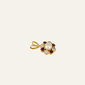 Ruby and Diamond Flower Charm