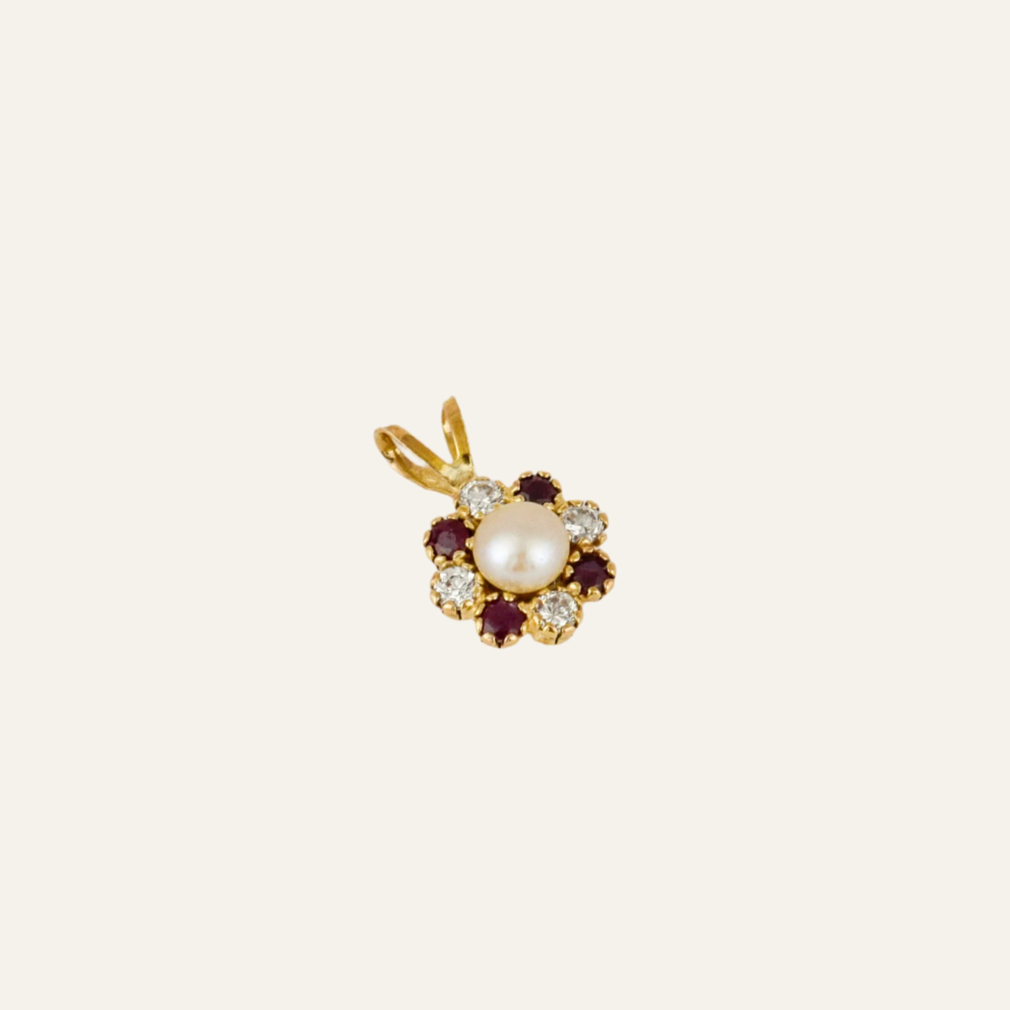 Ruby and Diamond Flower Charm