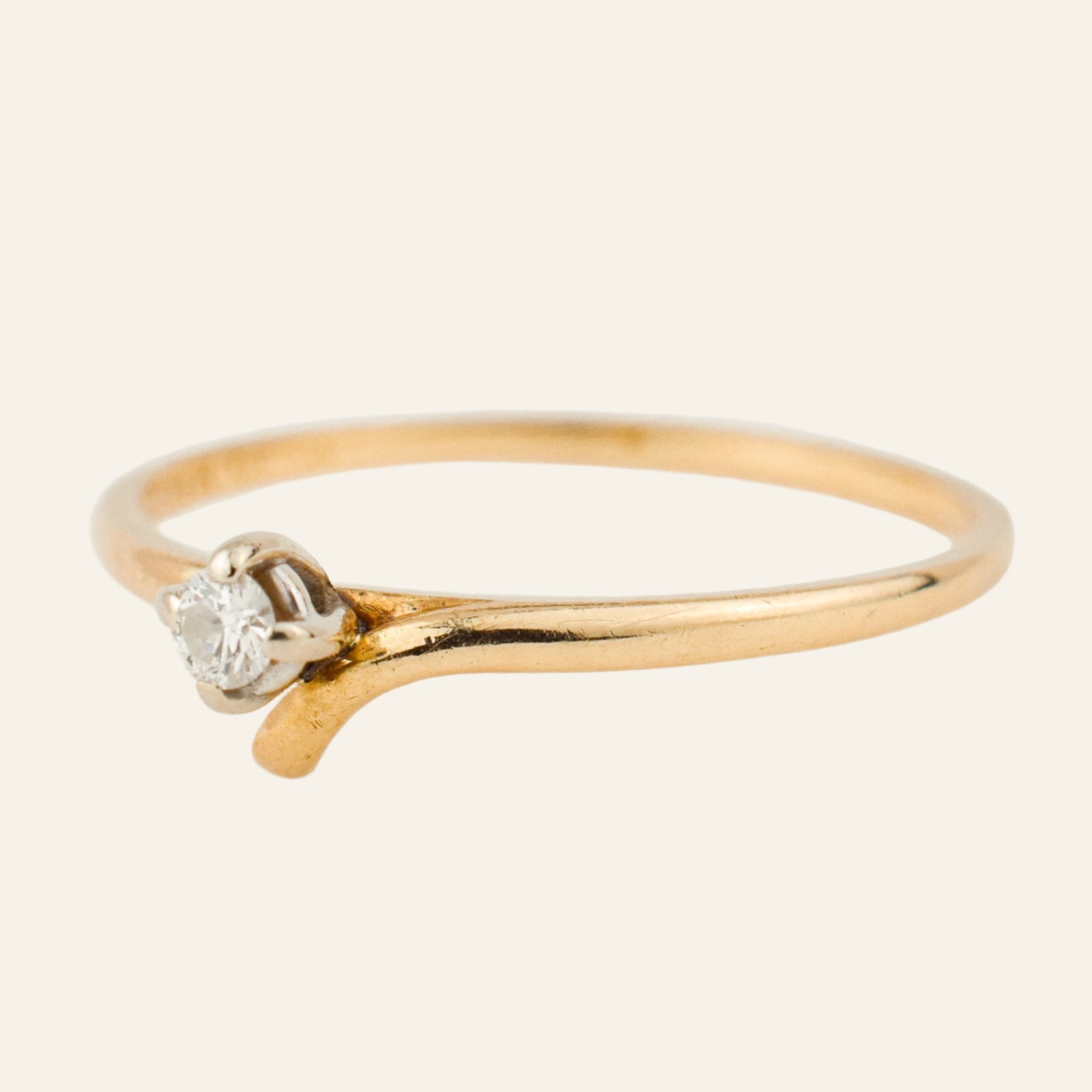vintage Dainty Branch Solitaire Diamond Ring