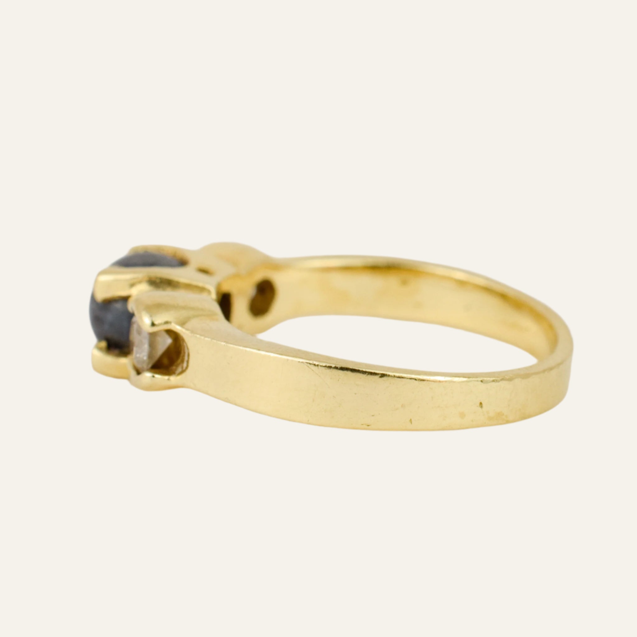 Hematite and Diamond Trilogy Ring