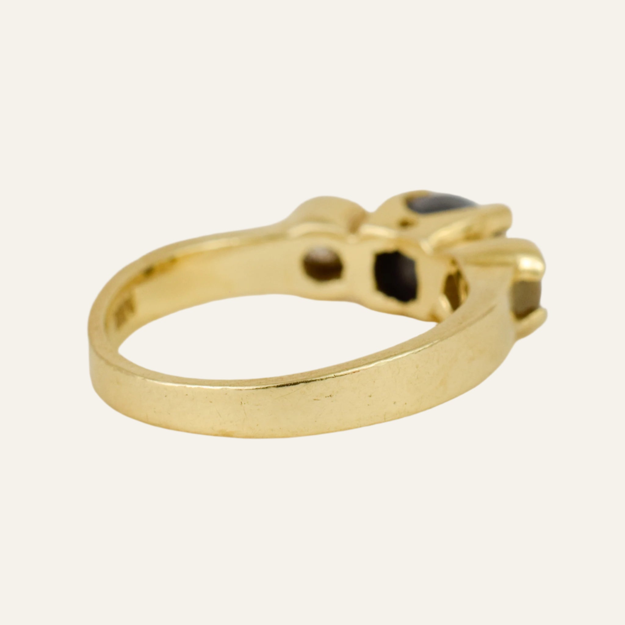 Hematite and Diamond Trilogy Ring