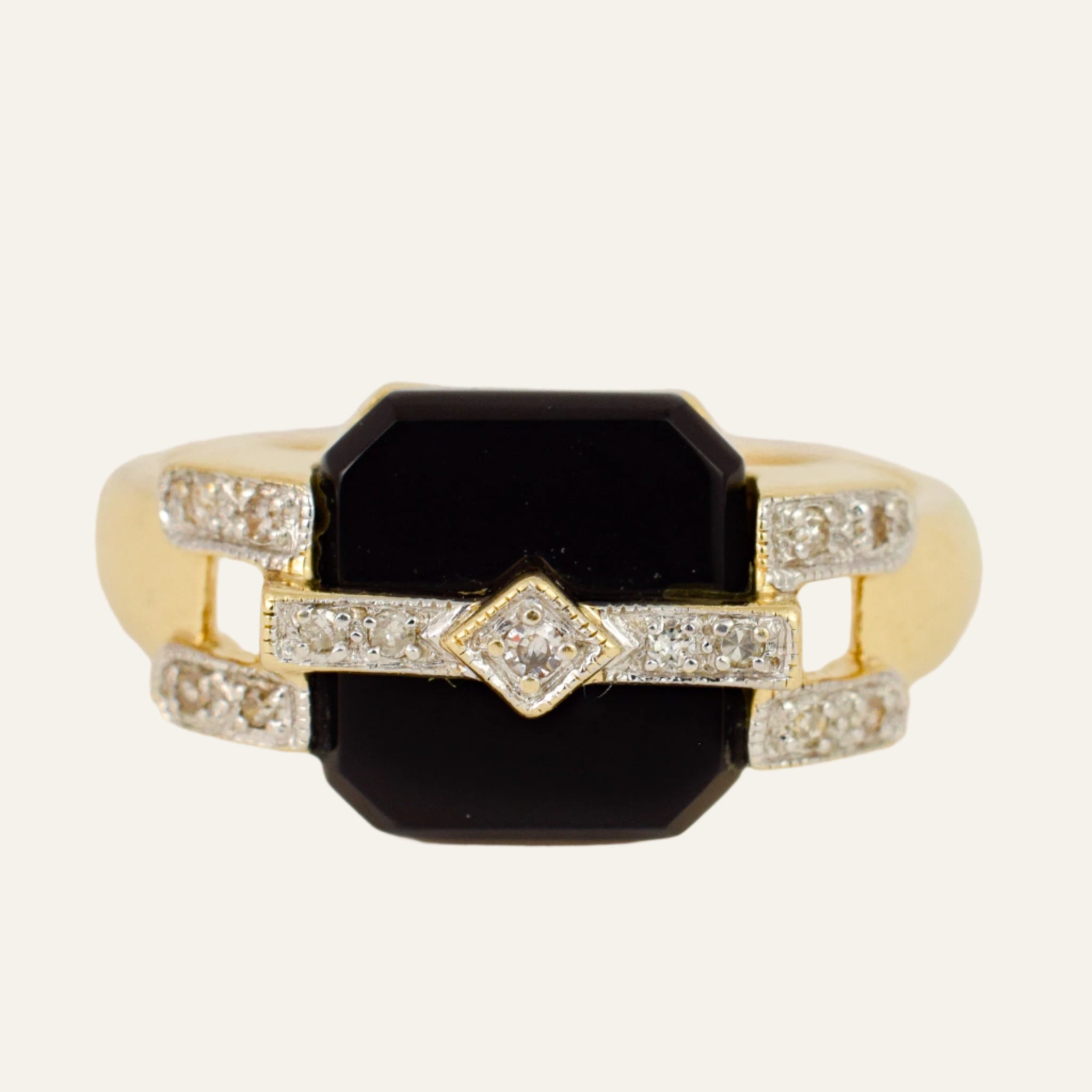 Onyx and Diamond Ring