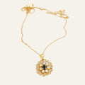 16.5" Sapphire and Pearl Flower Necklace