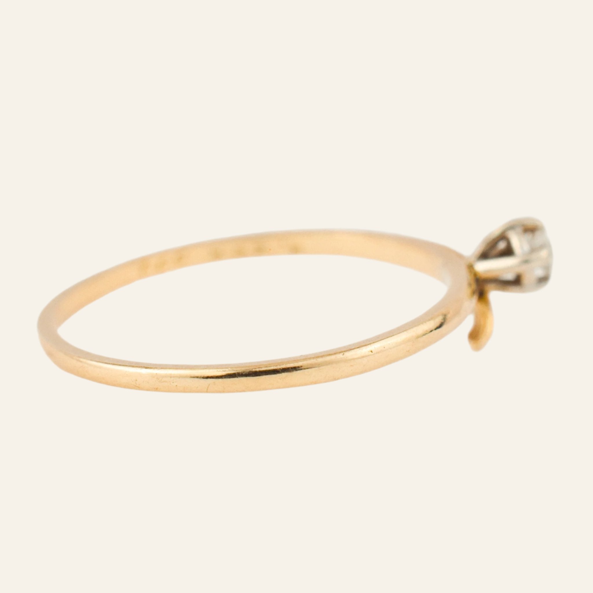 vintage Dainty Branch Solitaire Diamond Ring