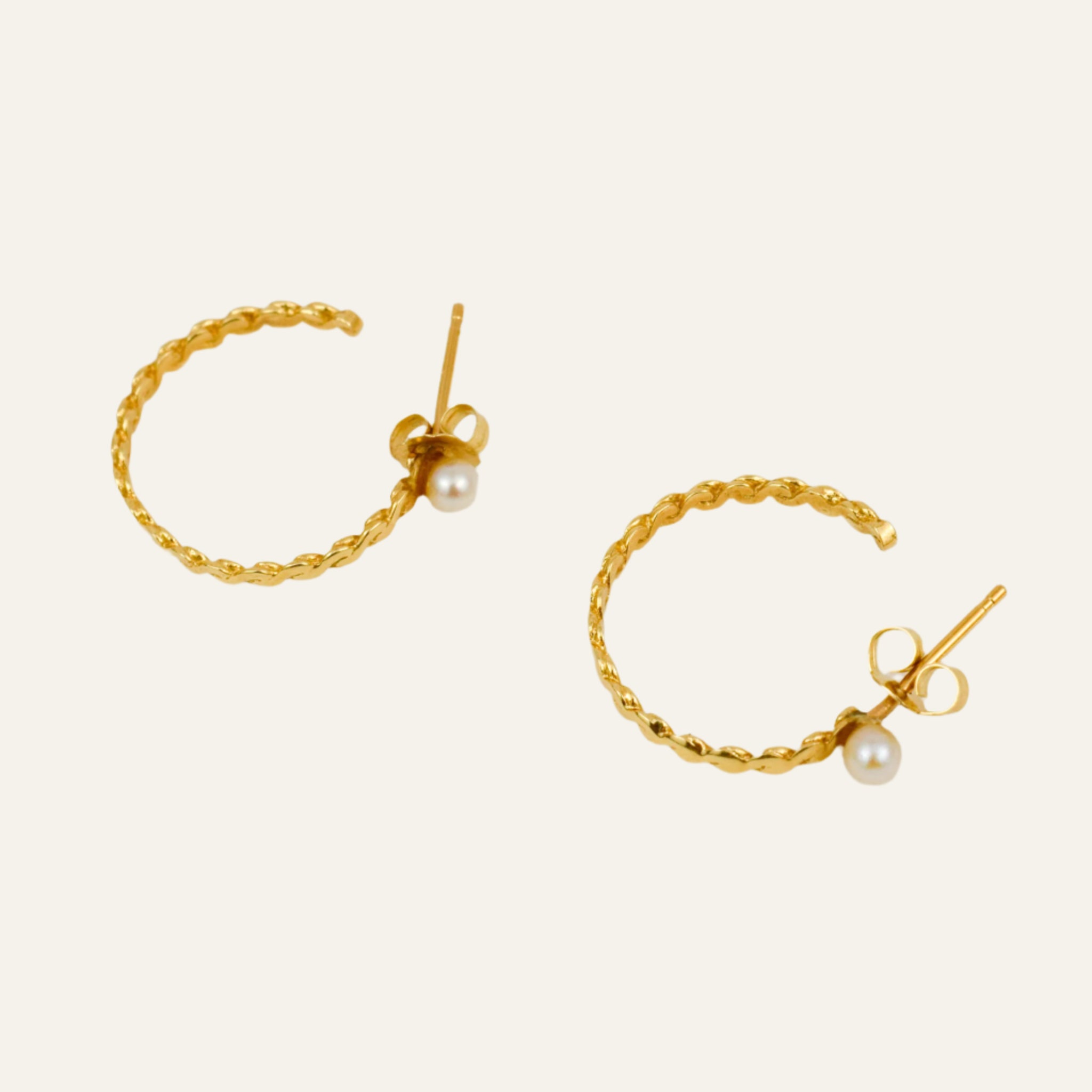 Twist Hoops with Accent Pearl