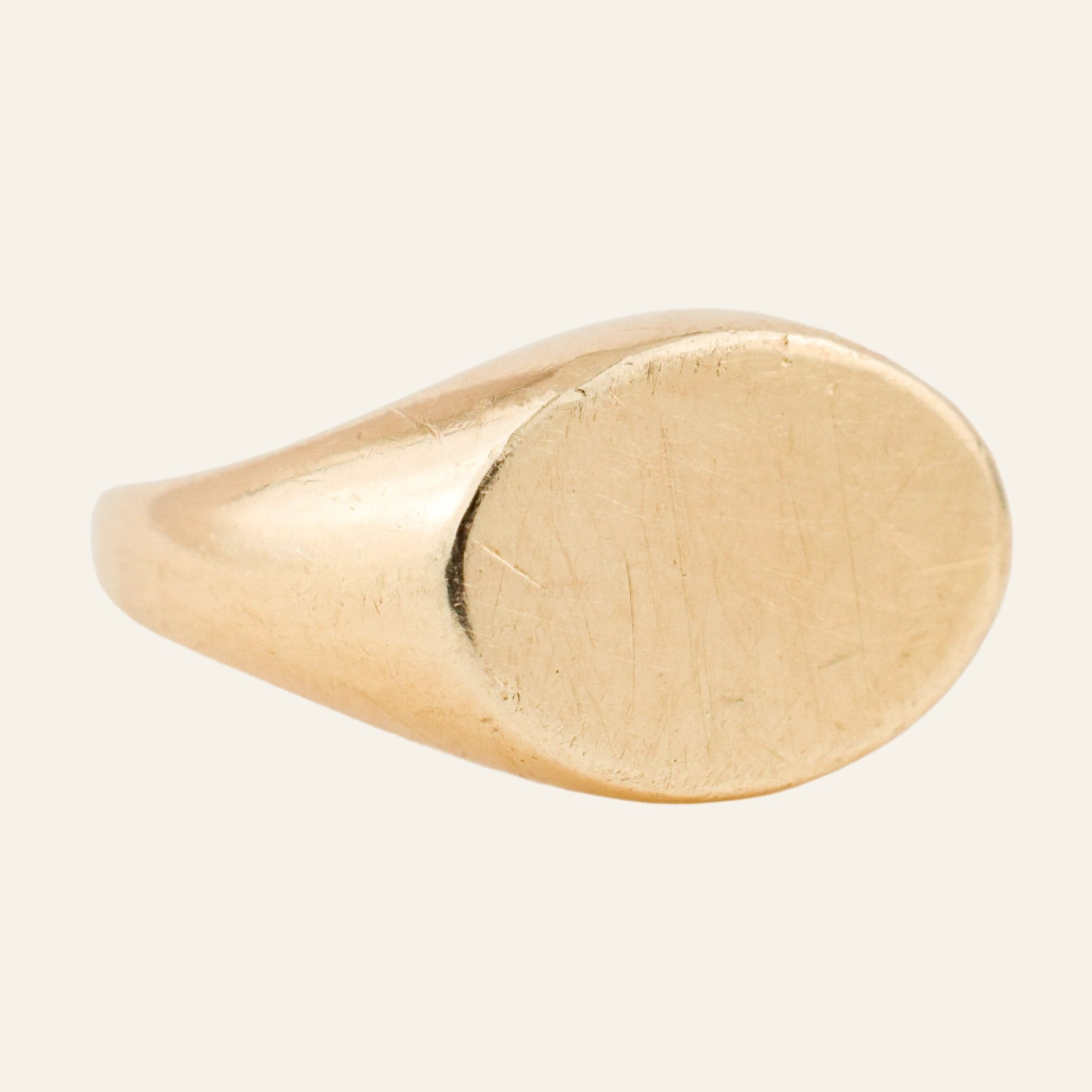 vintage gold Side Oval Blank Signet