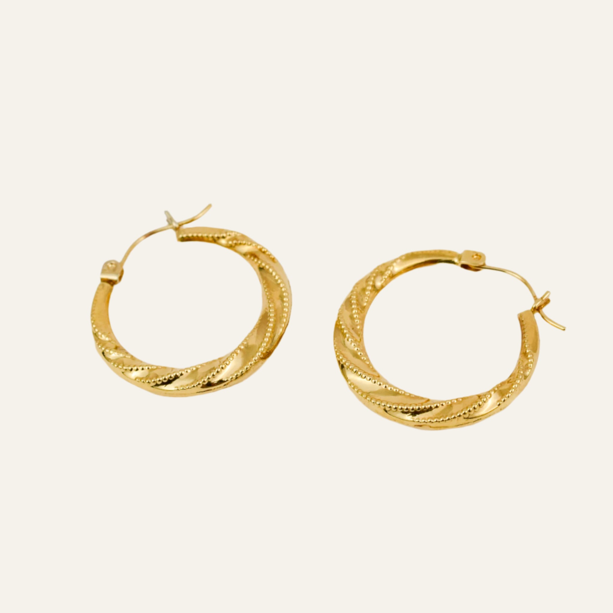 24mm Beaded Twist Hoops