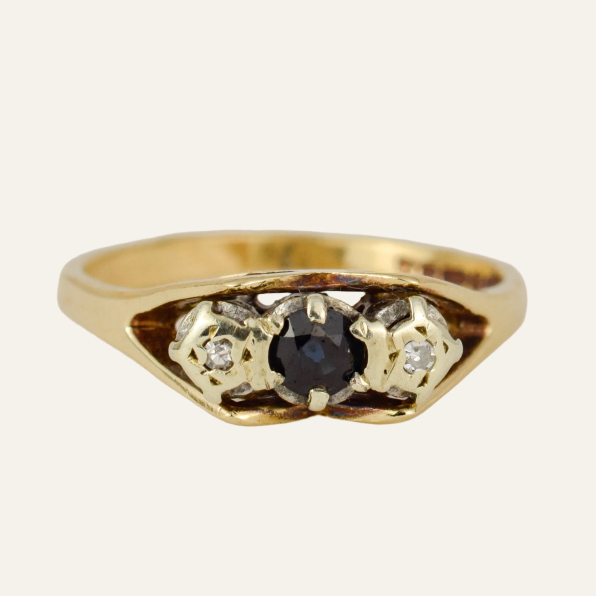 Antique Sapphire and Diamond Trilogy Ring