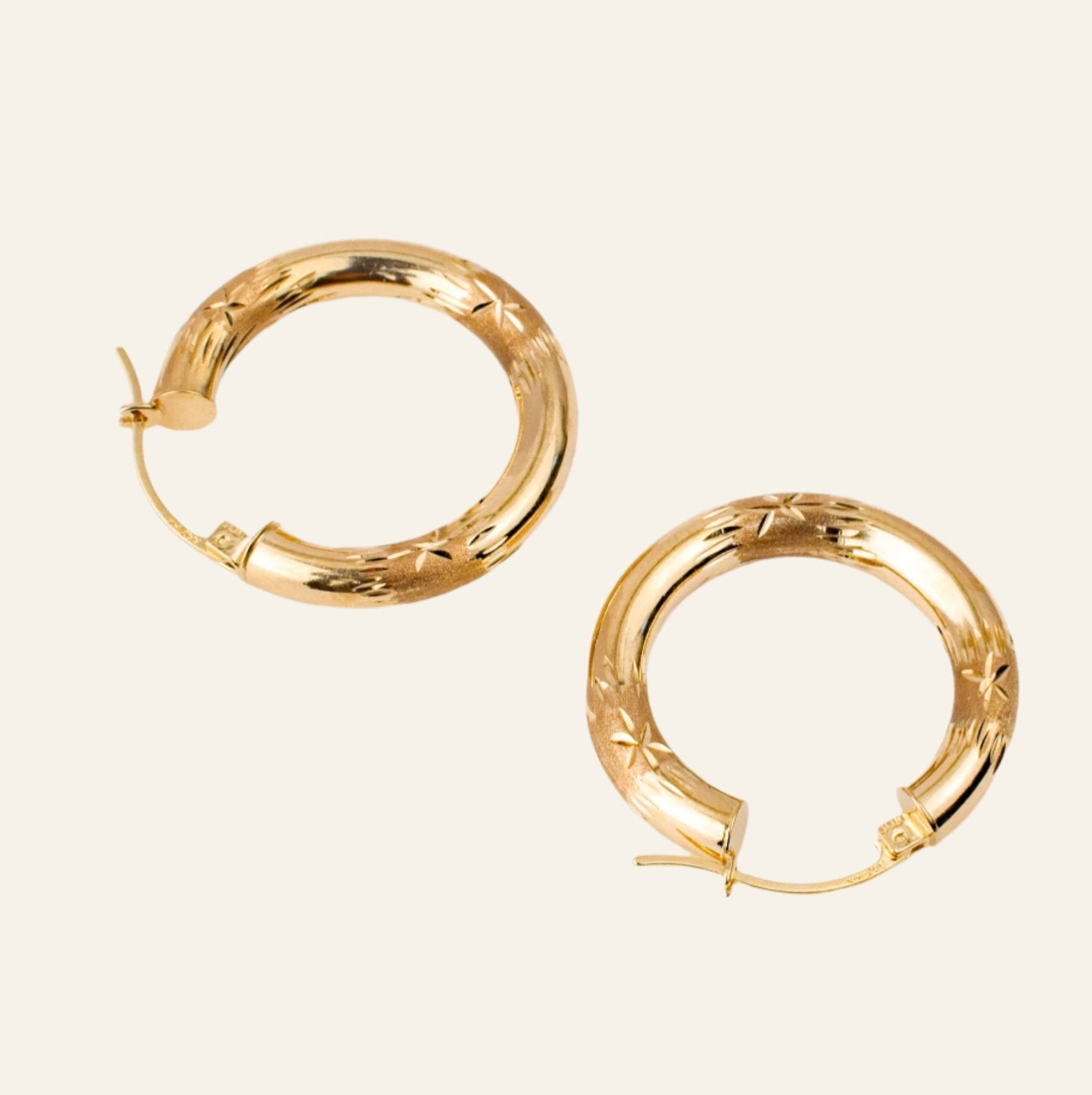 26 mm Star Etched Gold Hoops