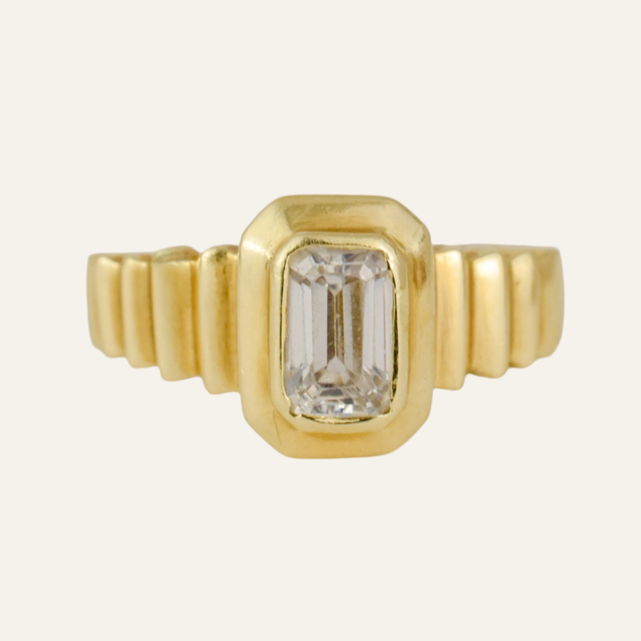 Brushed Staircase Bezel Ring