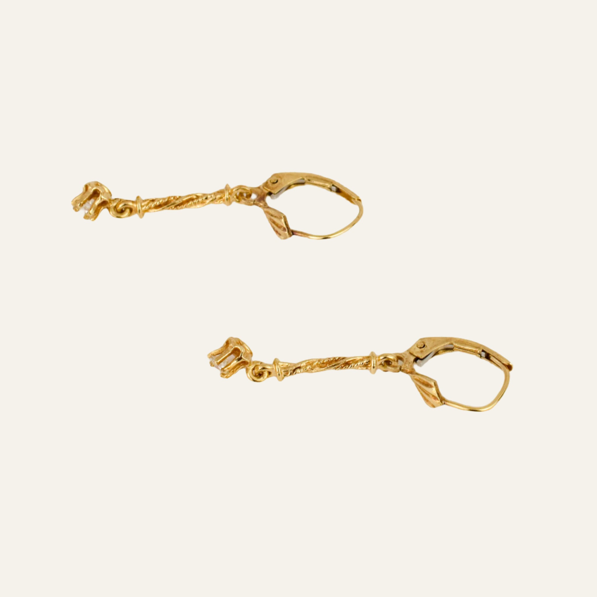 Antique Drop Bar Diamond Hoops
