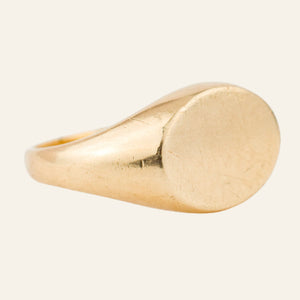 vintage gold Side Oval Blank Signet