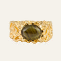Gold Nugget Black Star Sapphire Ring