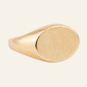 vintage gold Side Oval Blank Signet