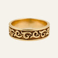 Wave Carved Gold Band