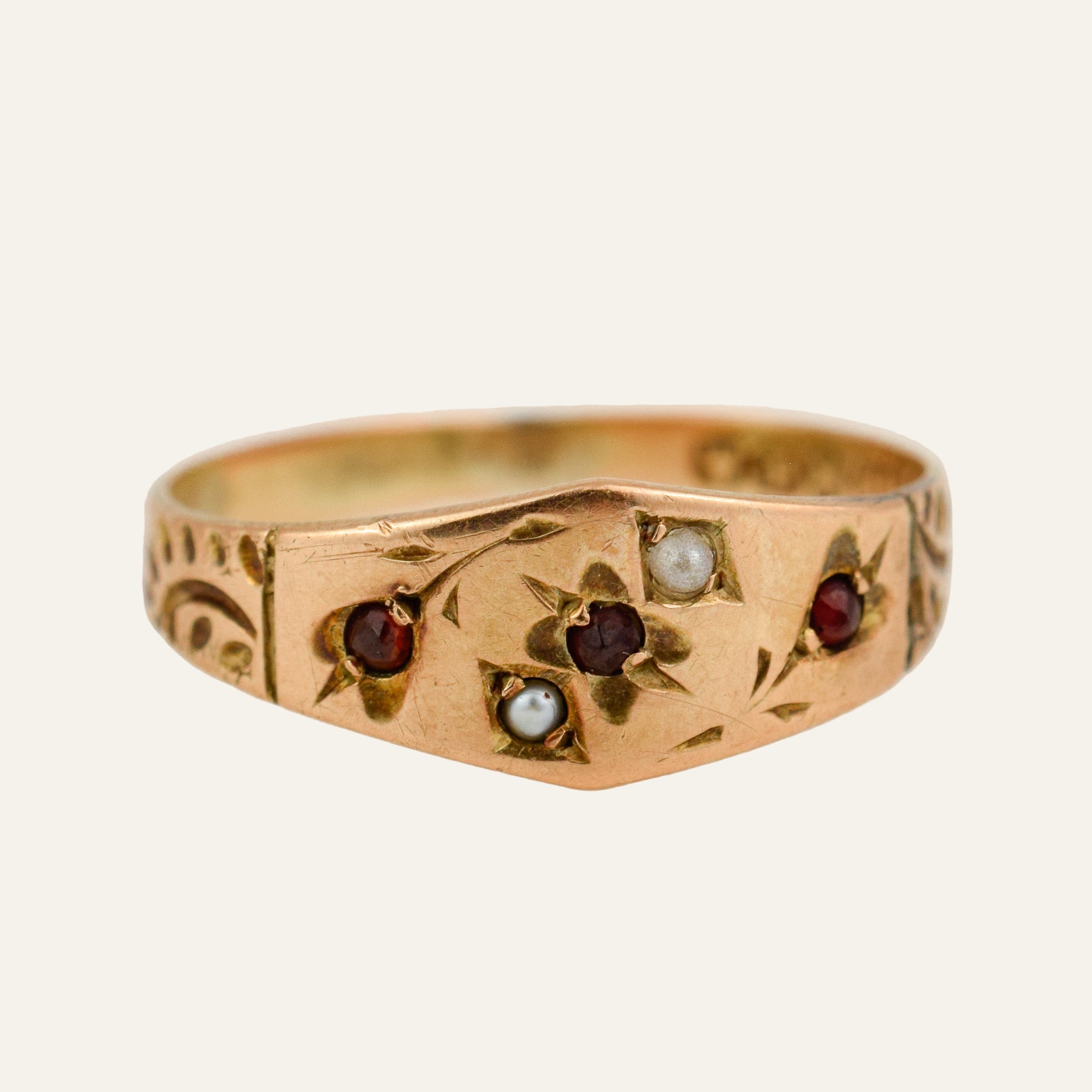 Garnet and Seed Pearl Ring