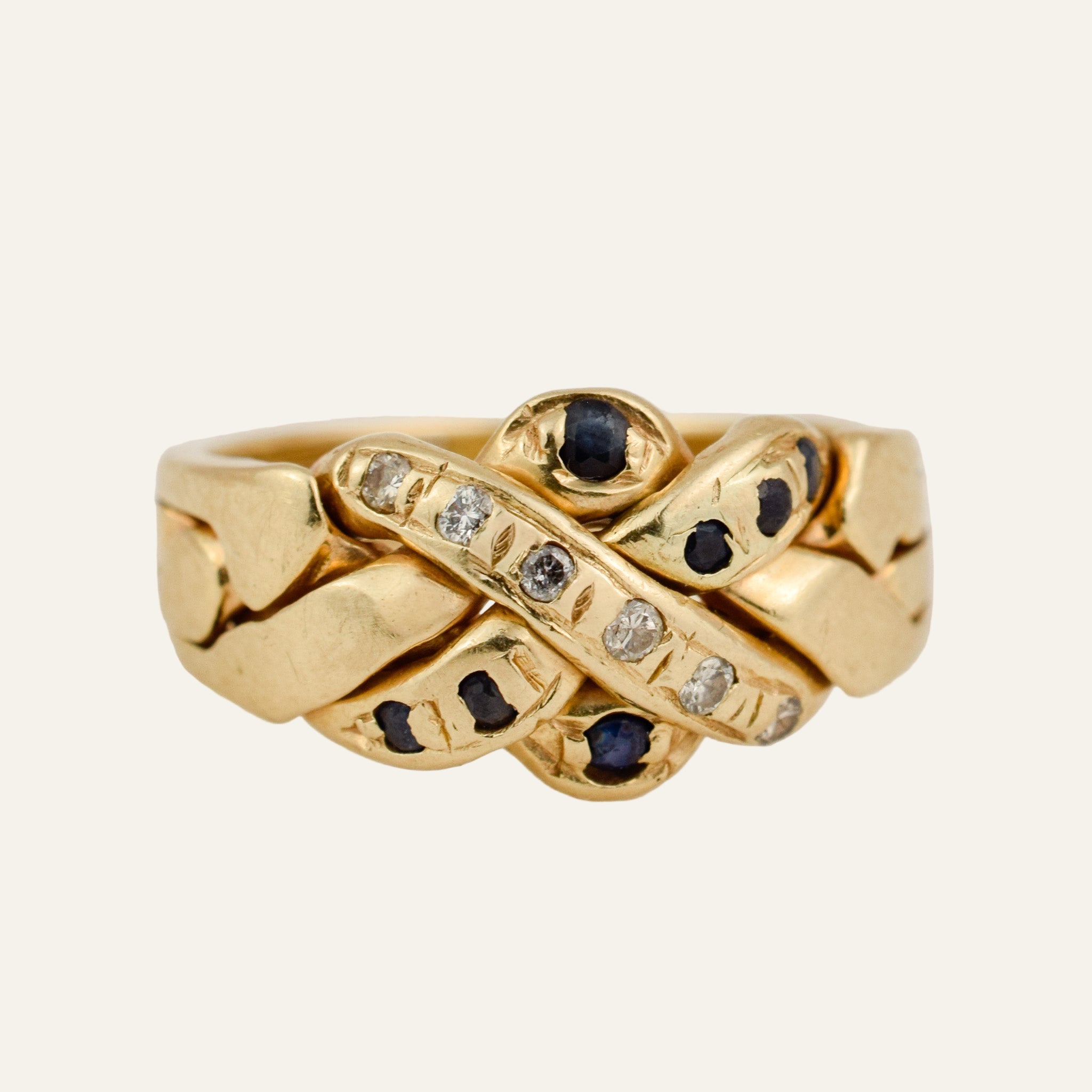 Sapphire and Diamond Puzzle Ring