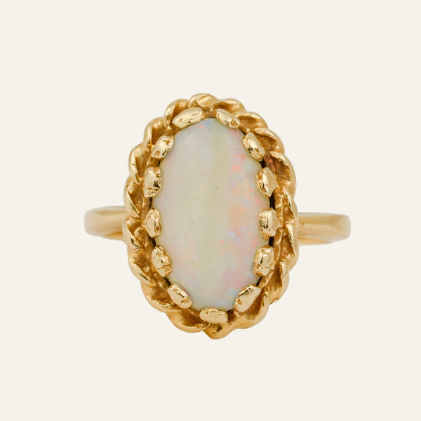 Opal Ring with Rope Frame