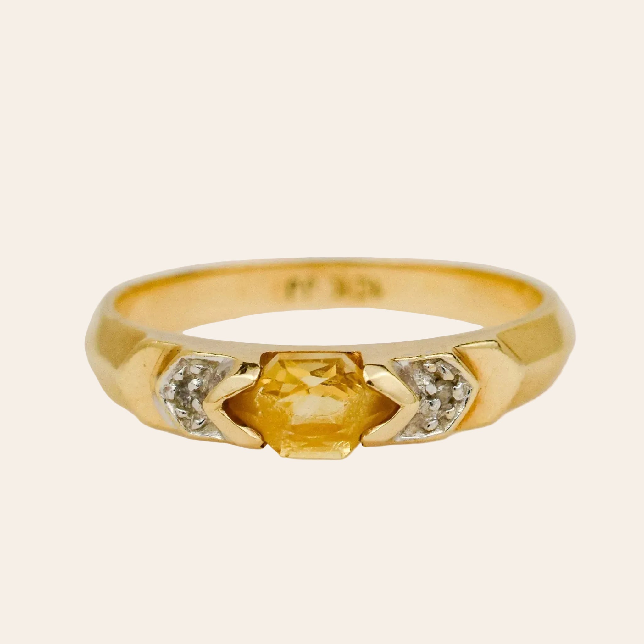 Vintage Topaz and Diamond Chevron Band