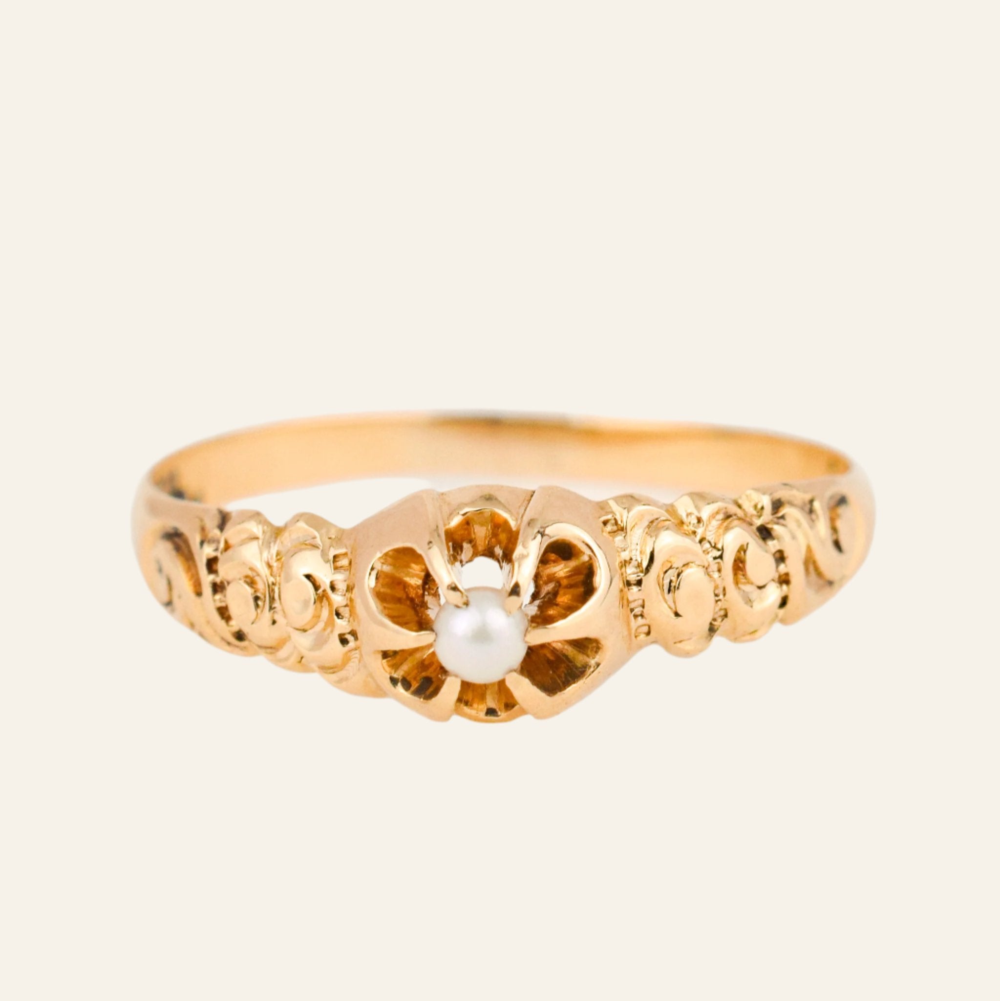 Antique Claw Set Pearl Ring