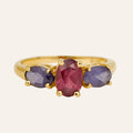 Amethyst & Rhodolite Garnet Trilogy Ring