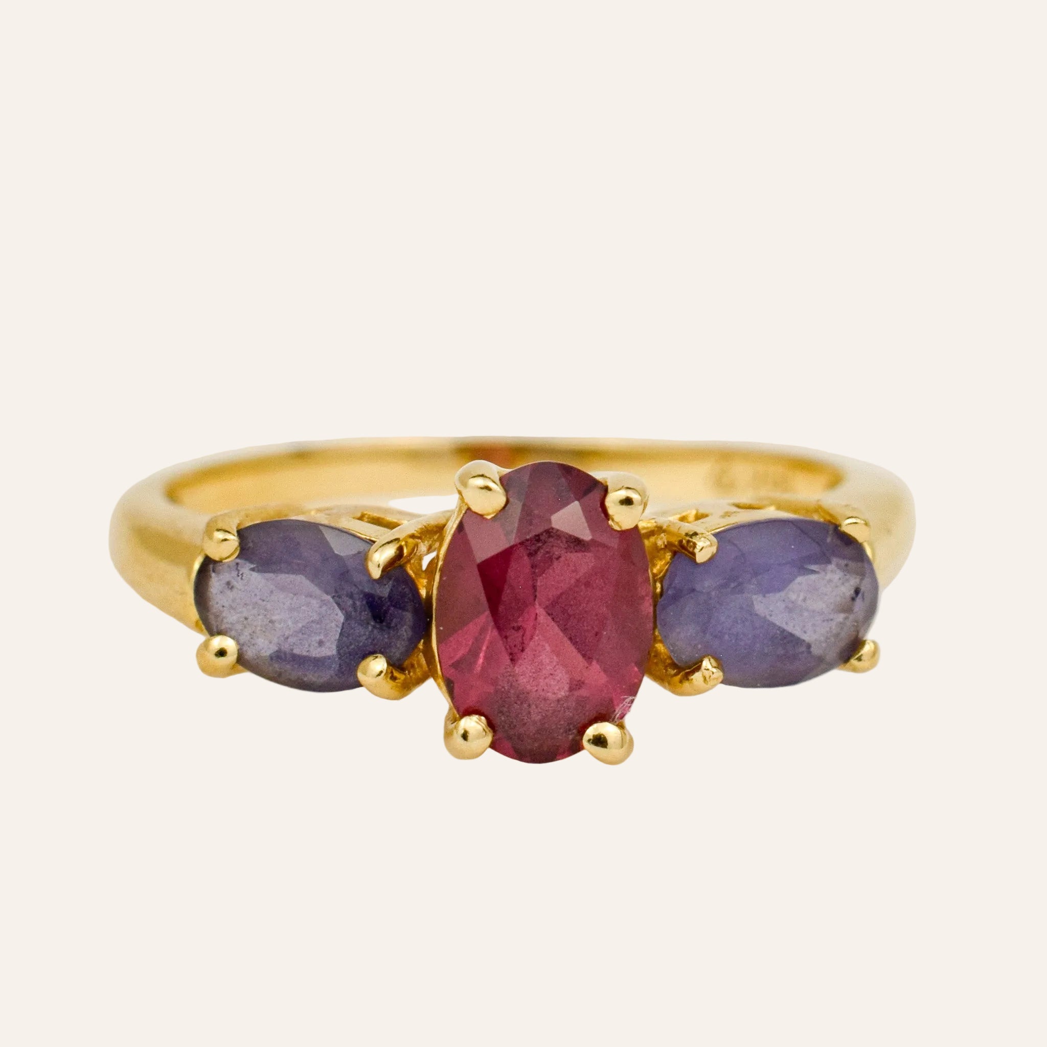 Amethyst & Rhodolite Garnet Trilogy Ring