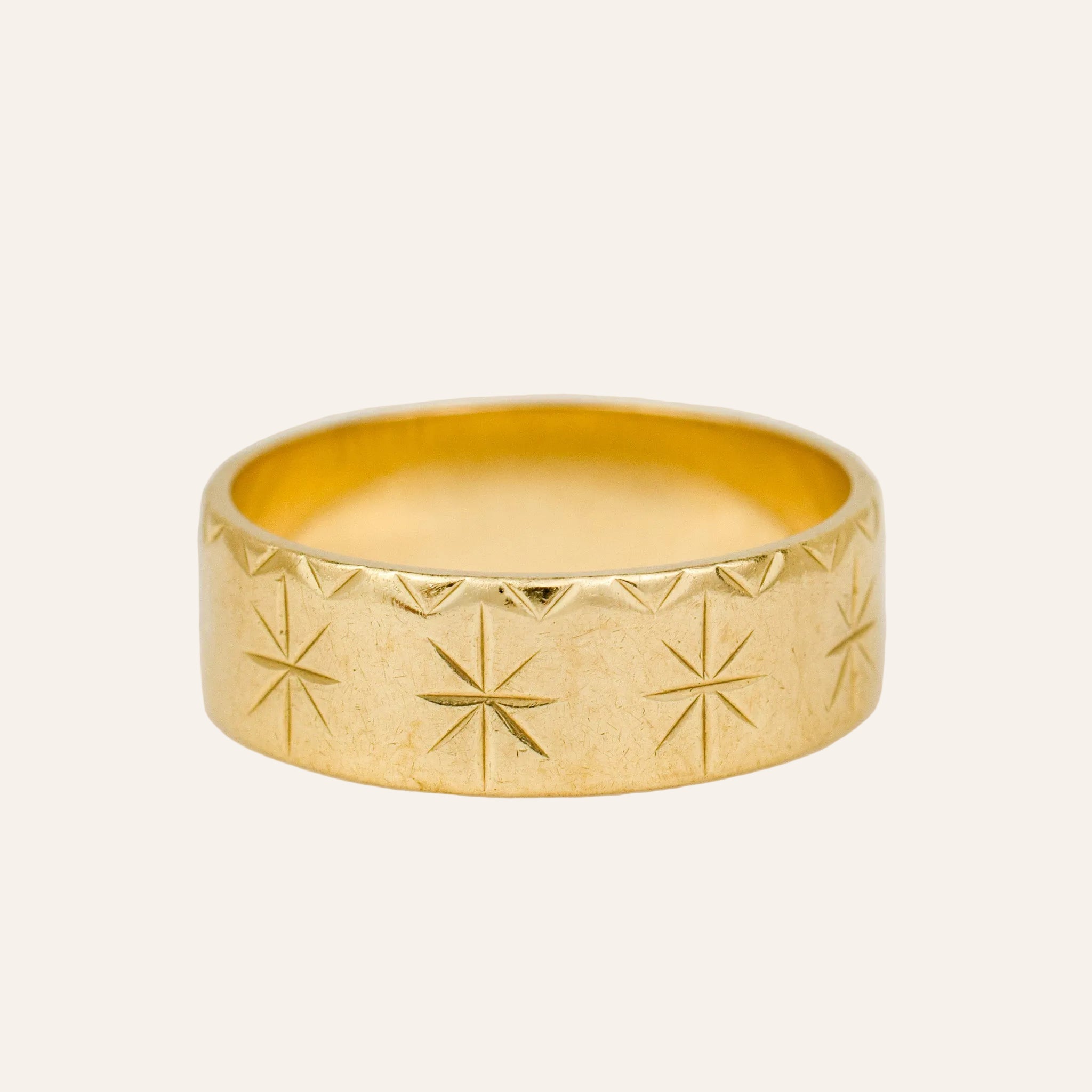 6.6mm Star Etched Gold Band