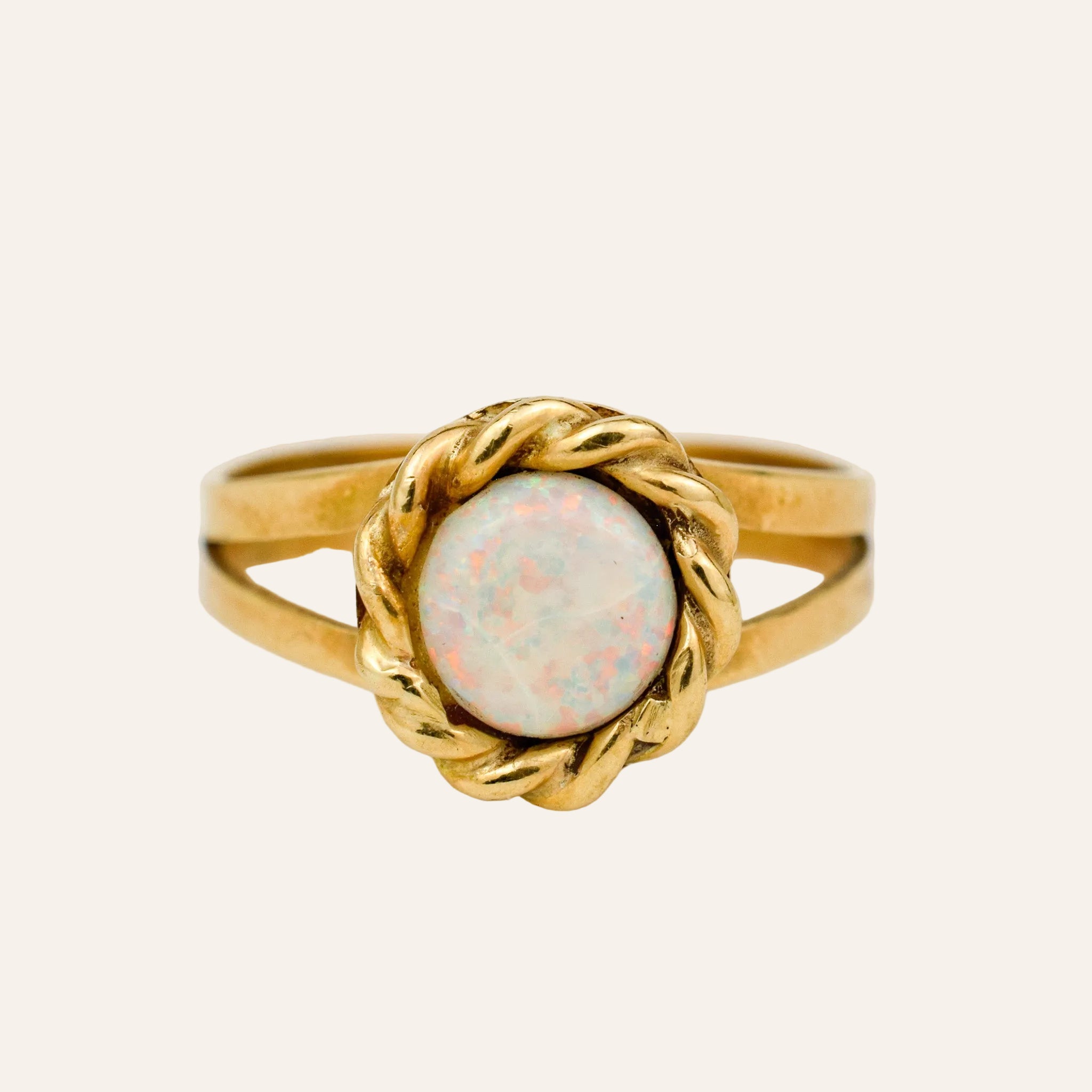 Opal Cabochon with Rope-Twist Halo
