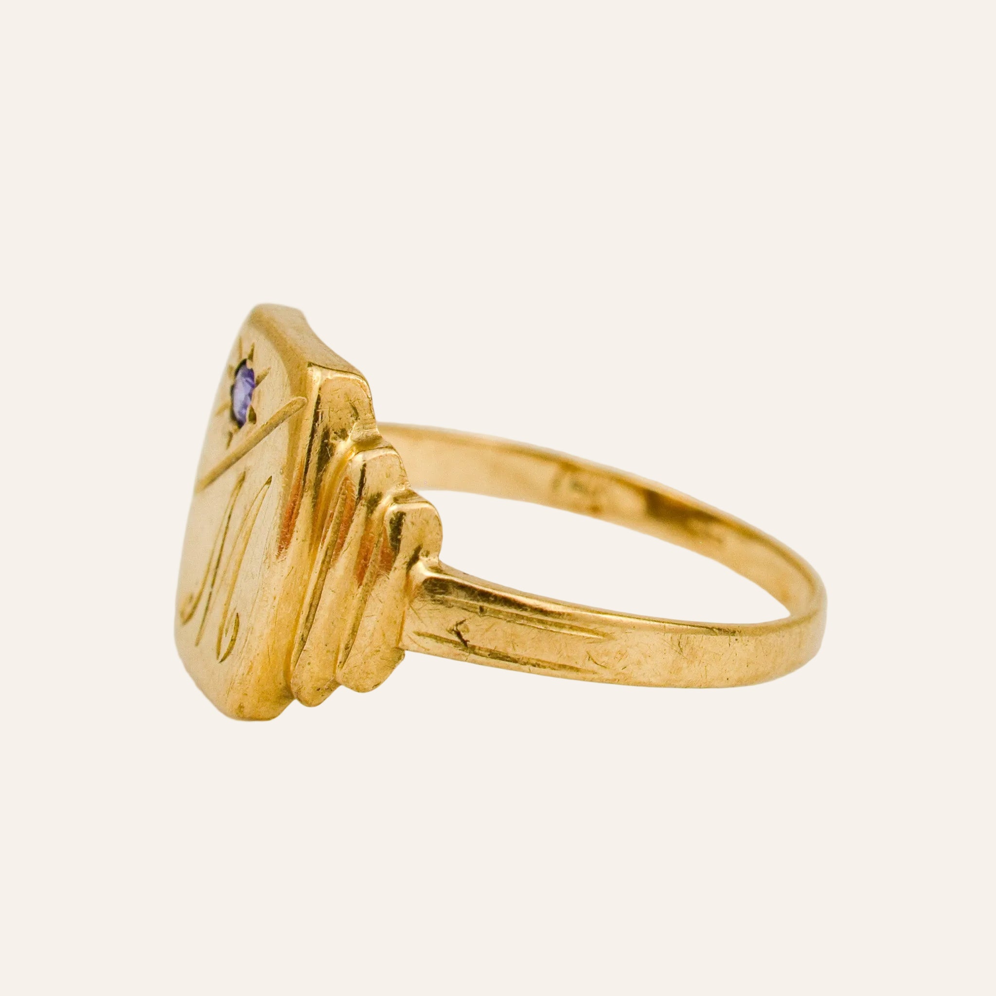 'M' Sapphire Signet Ring