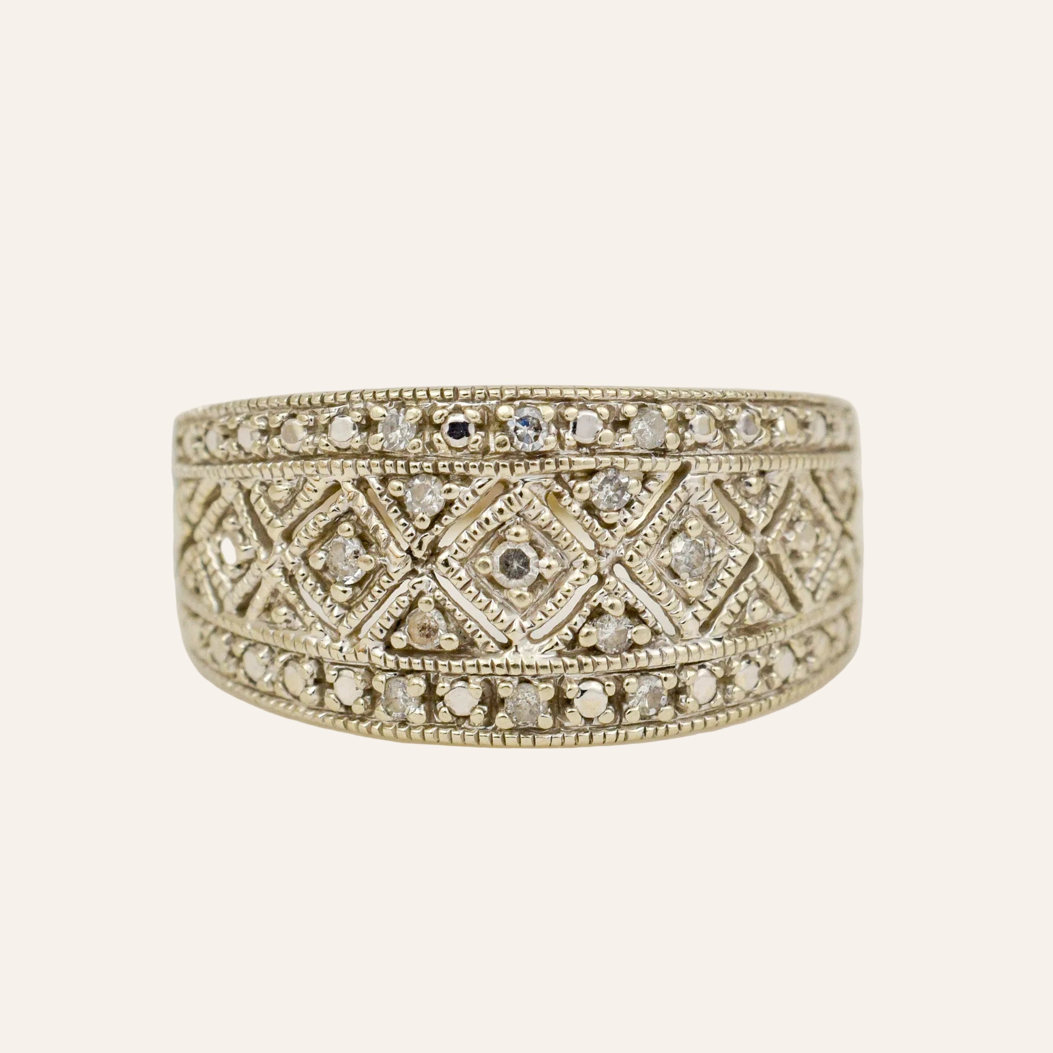Art Deco Geometric Diamond Band