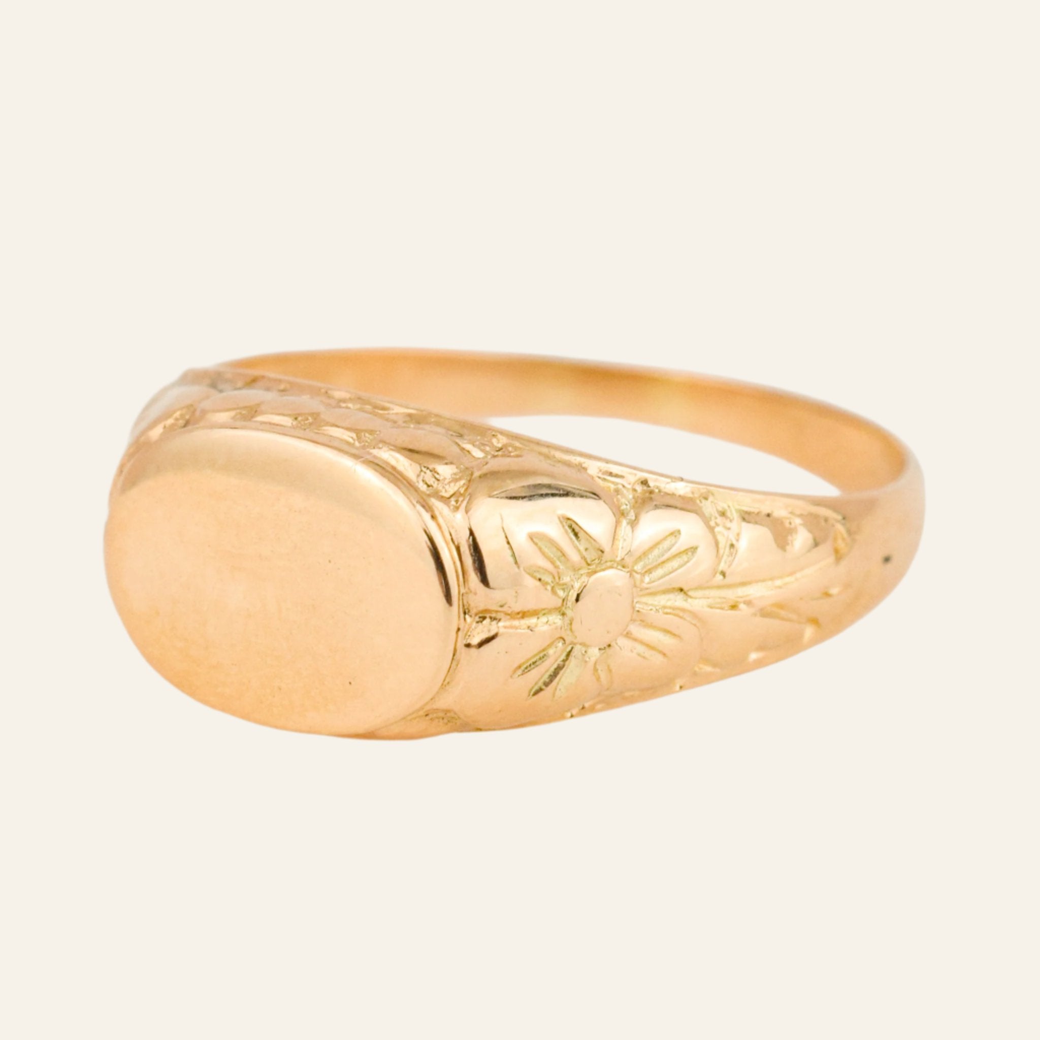 antique Floral Oval Signet