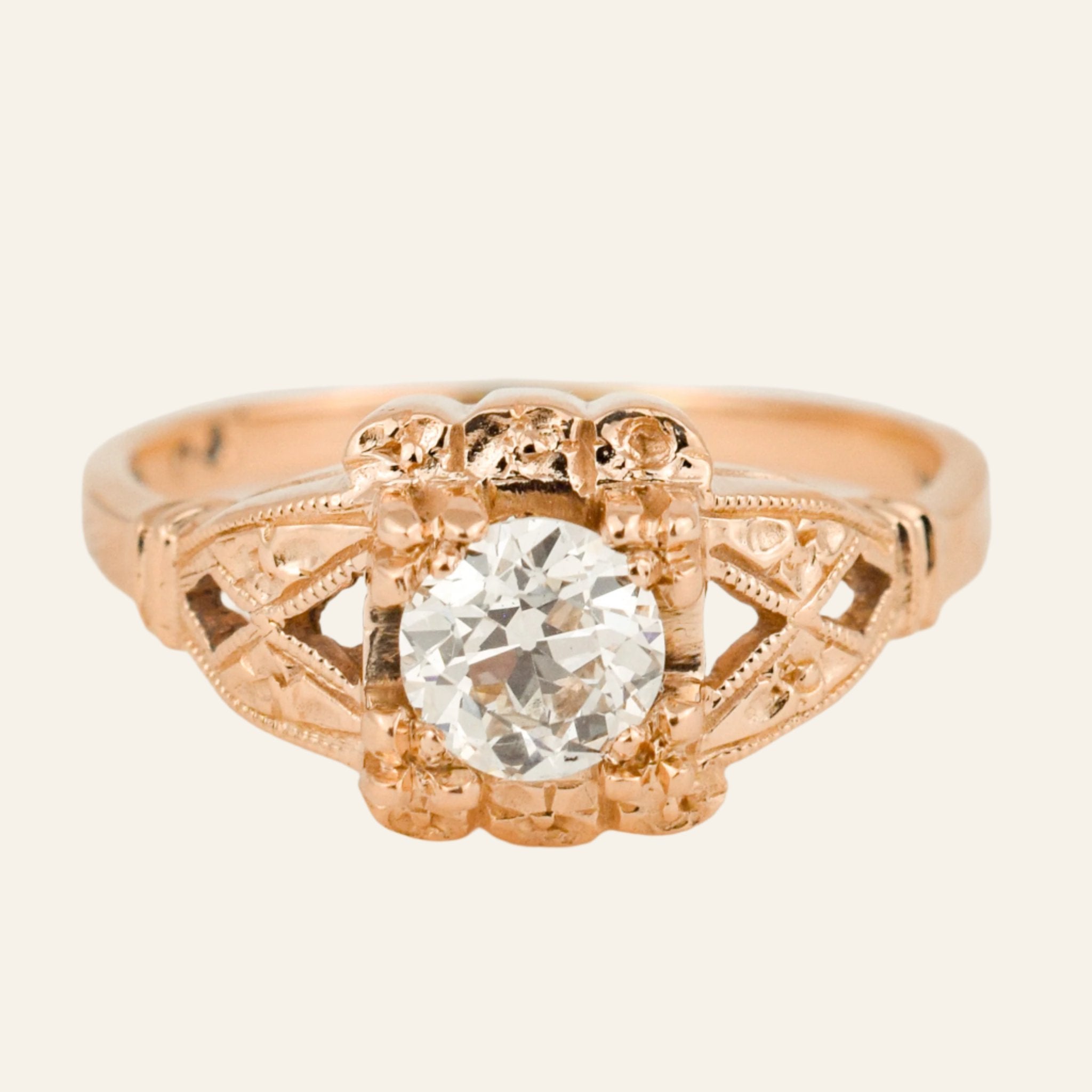 antique old mine cut diamond engagement ring