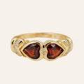 Twin Heart Garnet Ring