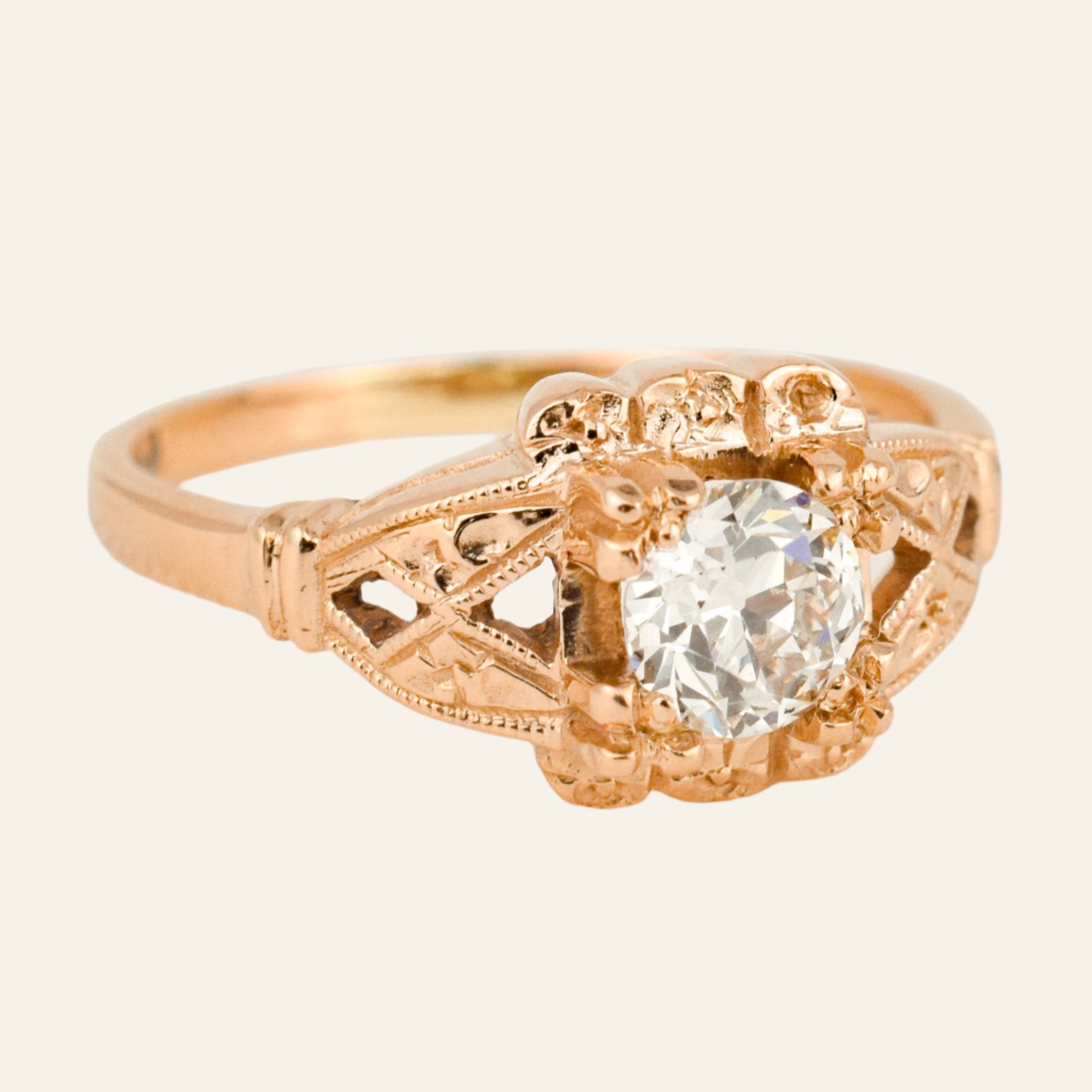 antique old mine cut diamond engagement ring