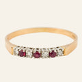 vintage Ruby and Diamond Dainty Band