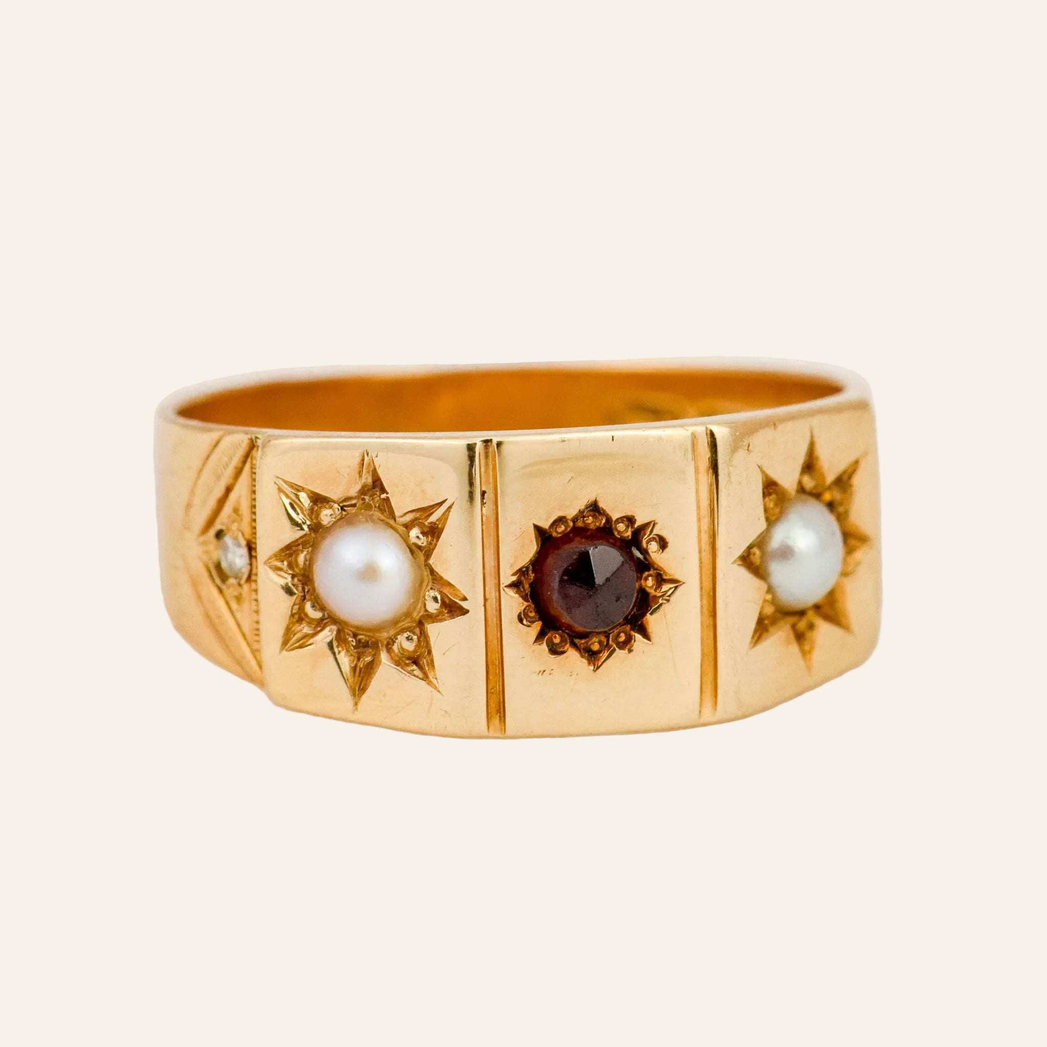 Antique Garnet and Pearl Ring