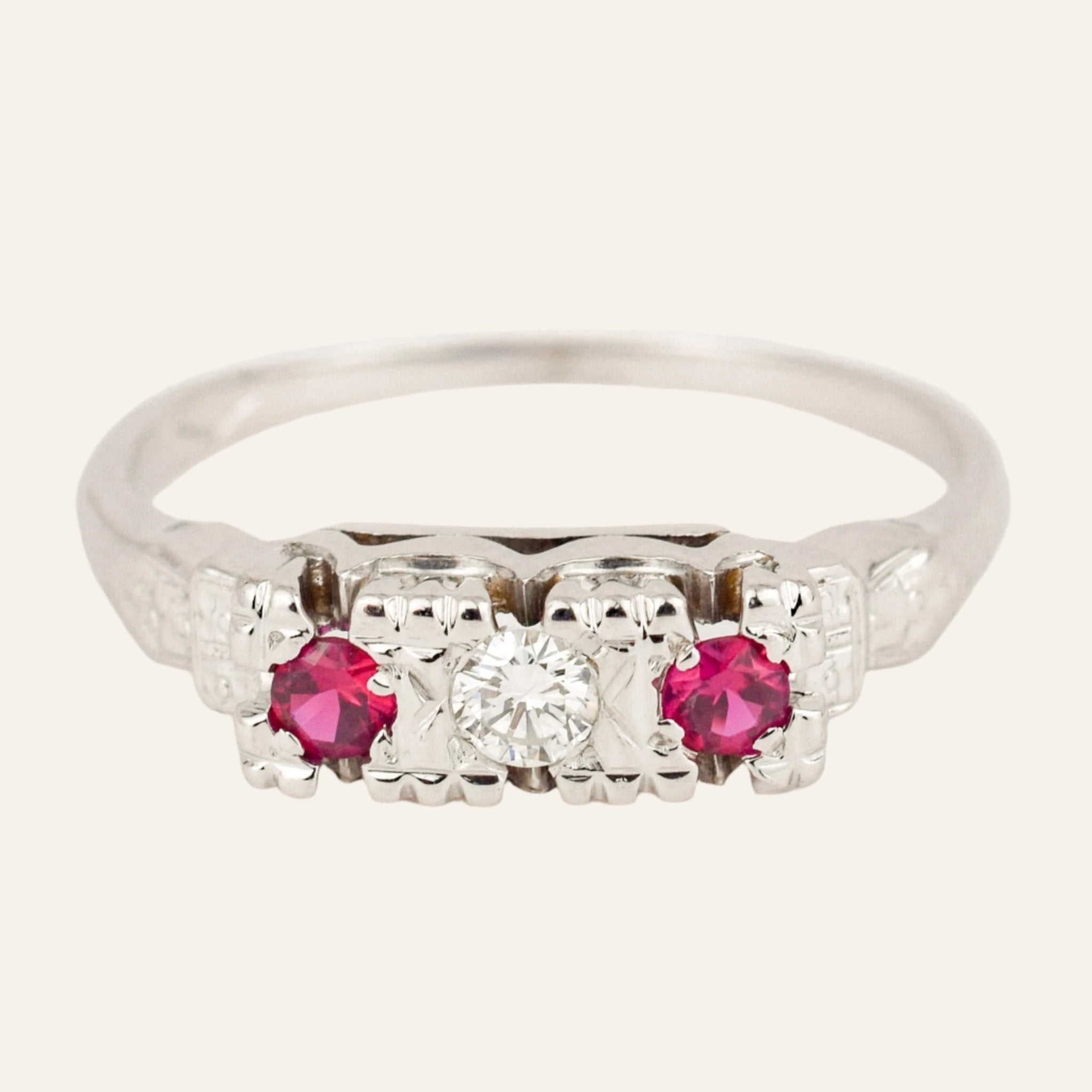 Antique Ruby Trilogy RIng