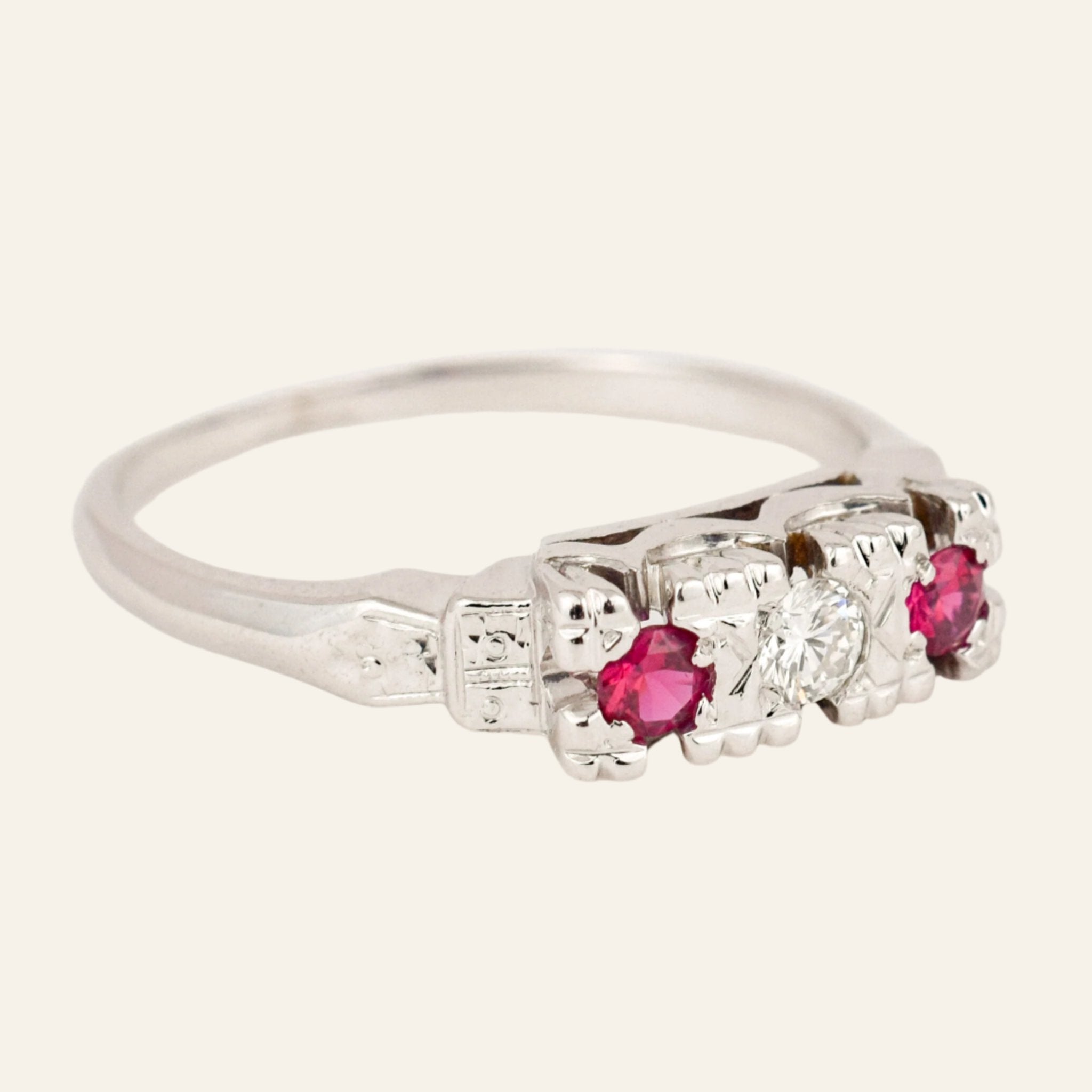 Antique Ruby Trilogy RIng