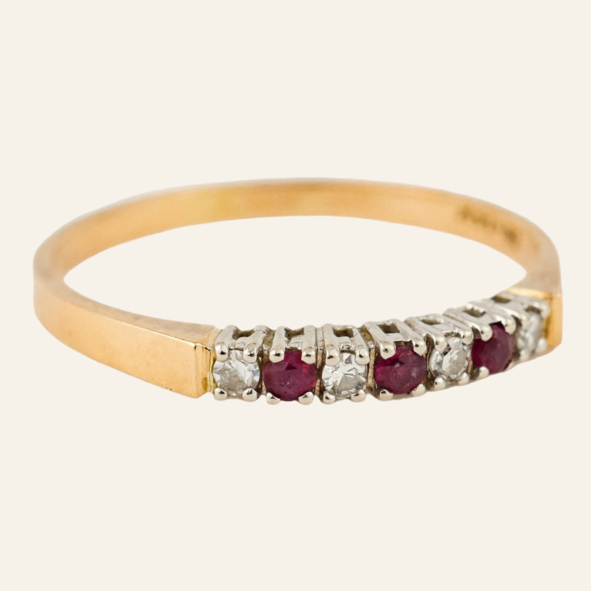 vintage Ruby and Diamond Dainty Band