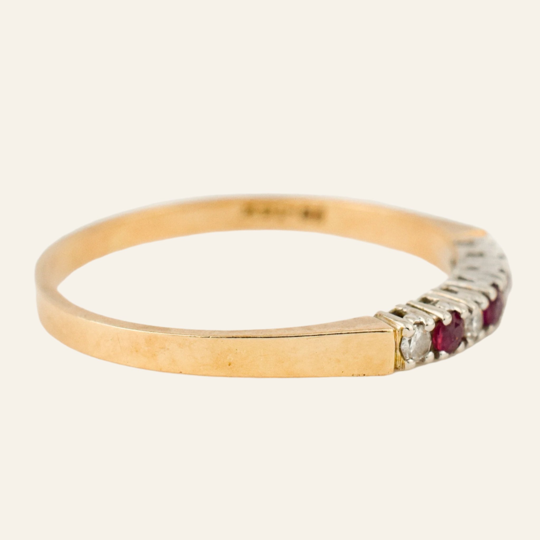 vintage Ruby and Diamond Dainty Band