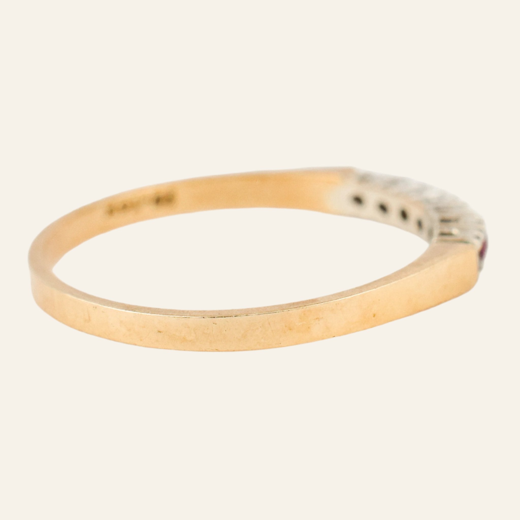 vintage Ruby and Diamond Dainty Band