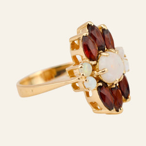 art deco opal and garnet ring 