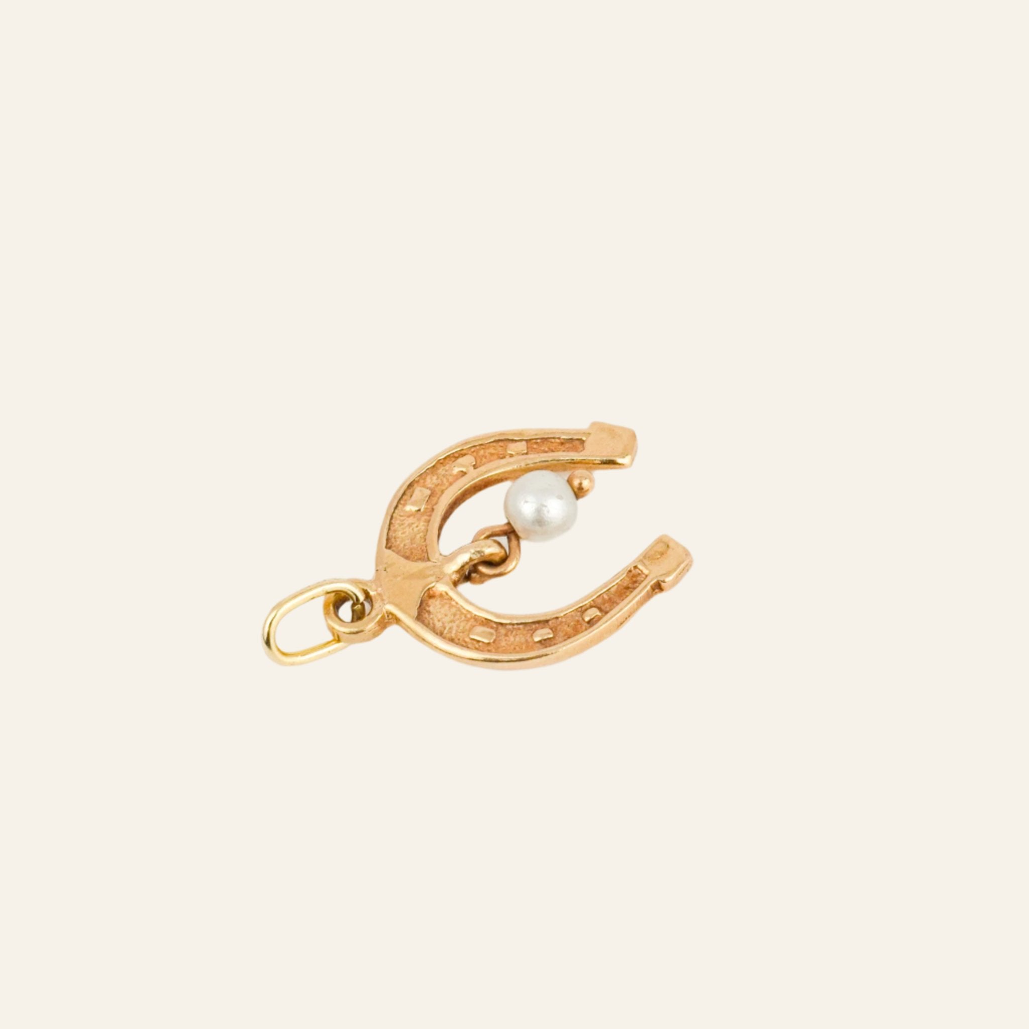 vintage Horseshoe Pearl Pendant