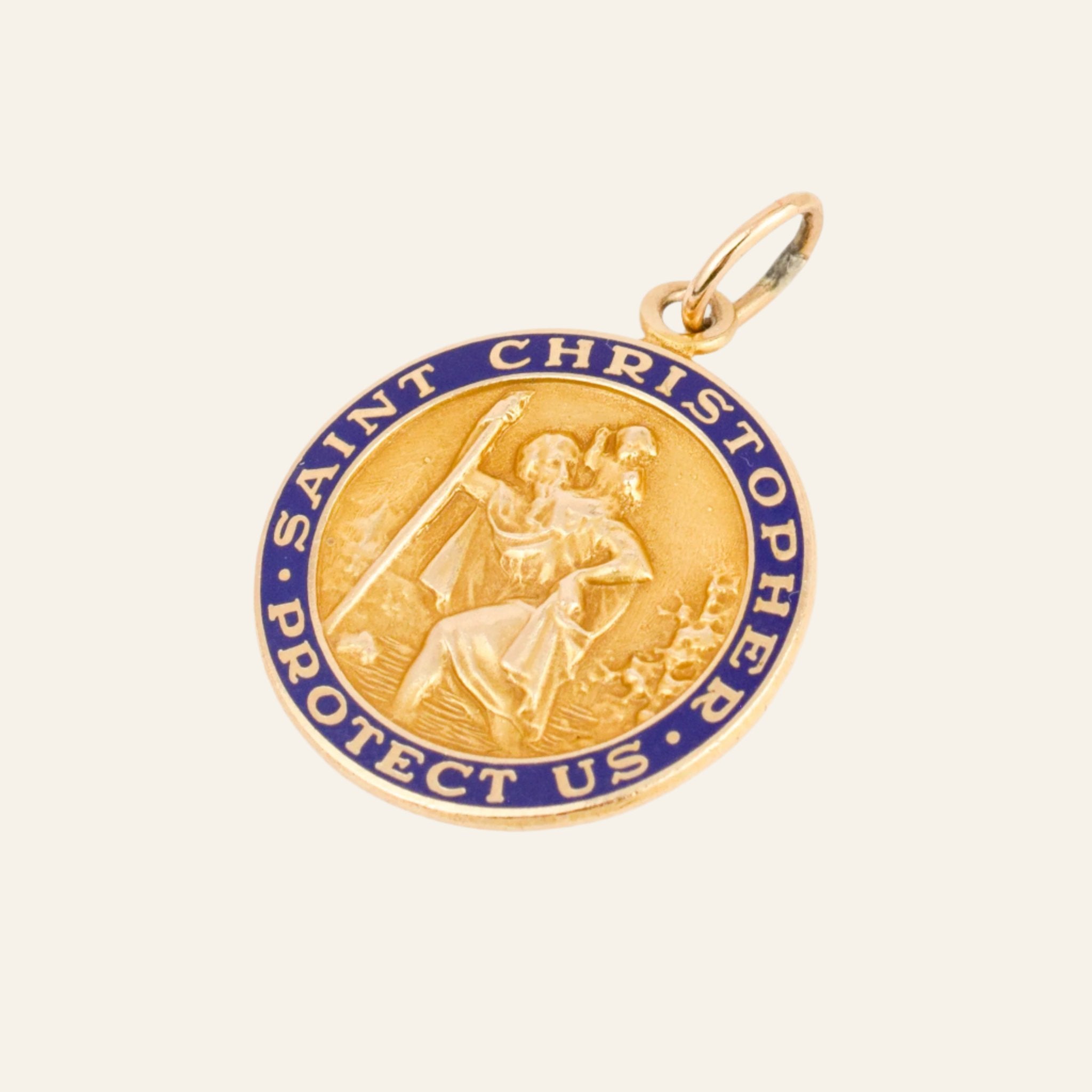 Saint Christopher Blue Enamel Pendant