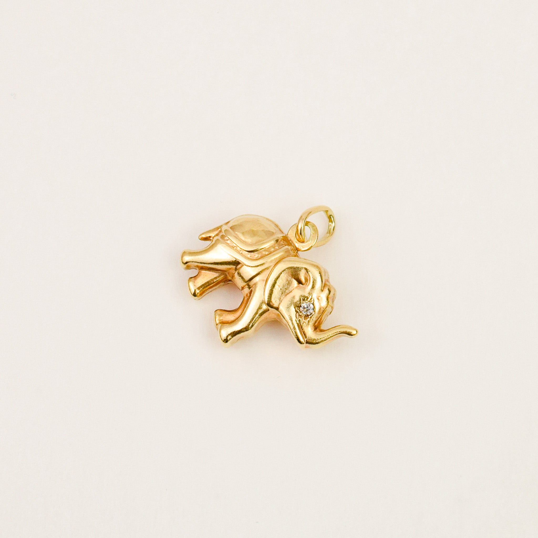 Elephant Charm with Diamond Eyes