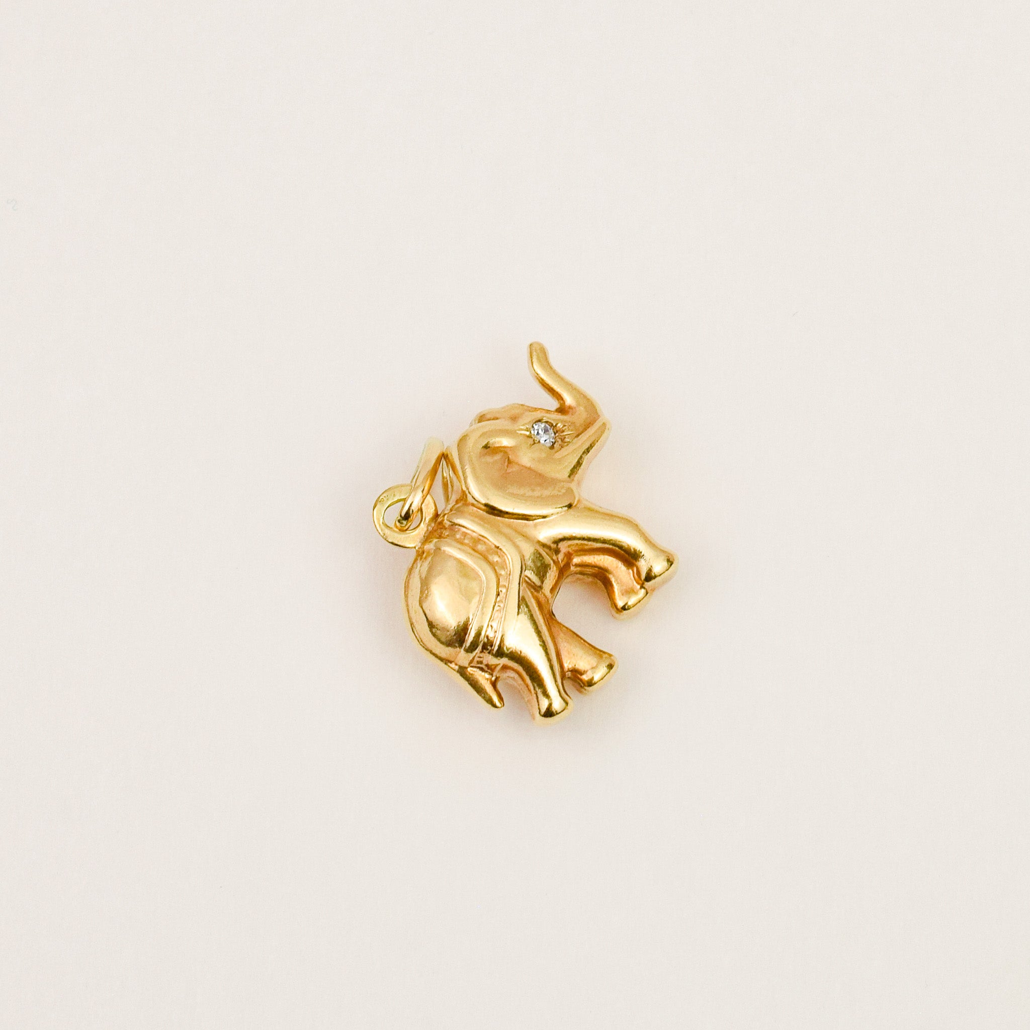 Elephant Charm with Diamond Eyes