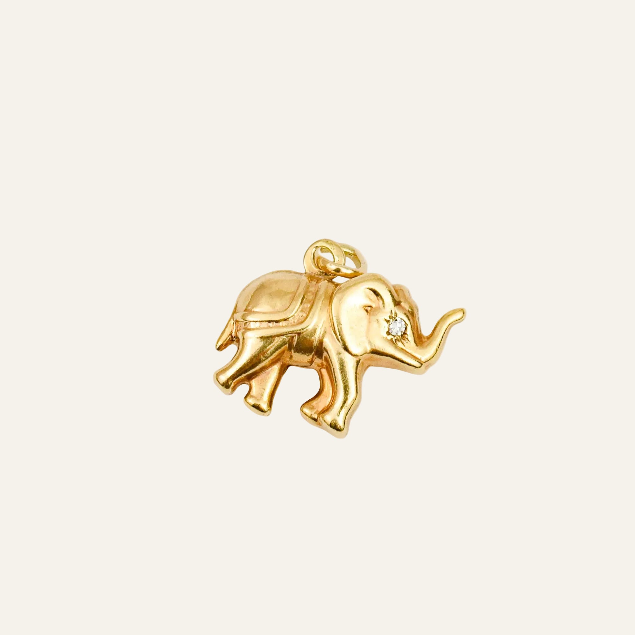 Elephant Charm with Diamond Eyes
