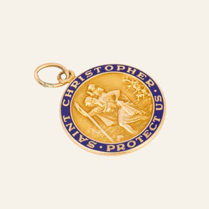 Saint Christopher Blue Enamel Pendant