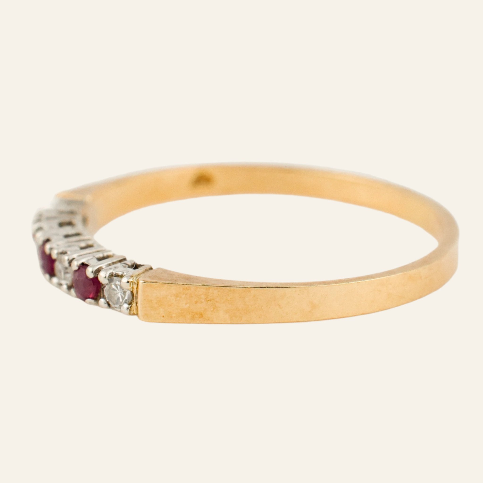 vintage Ruby and Diamond Dainty Band