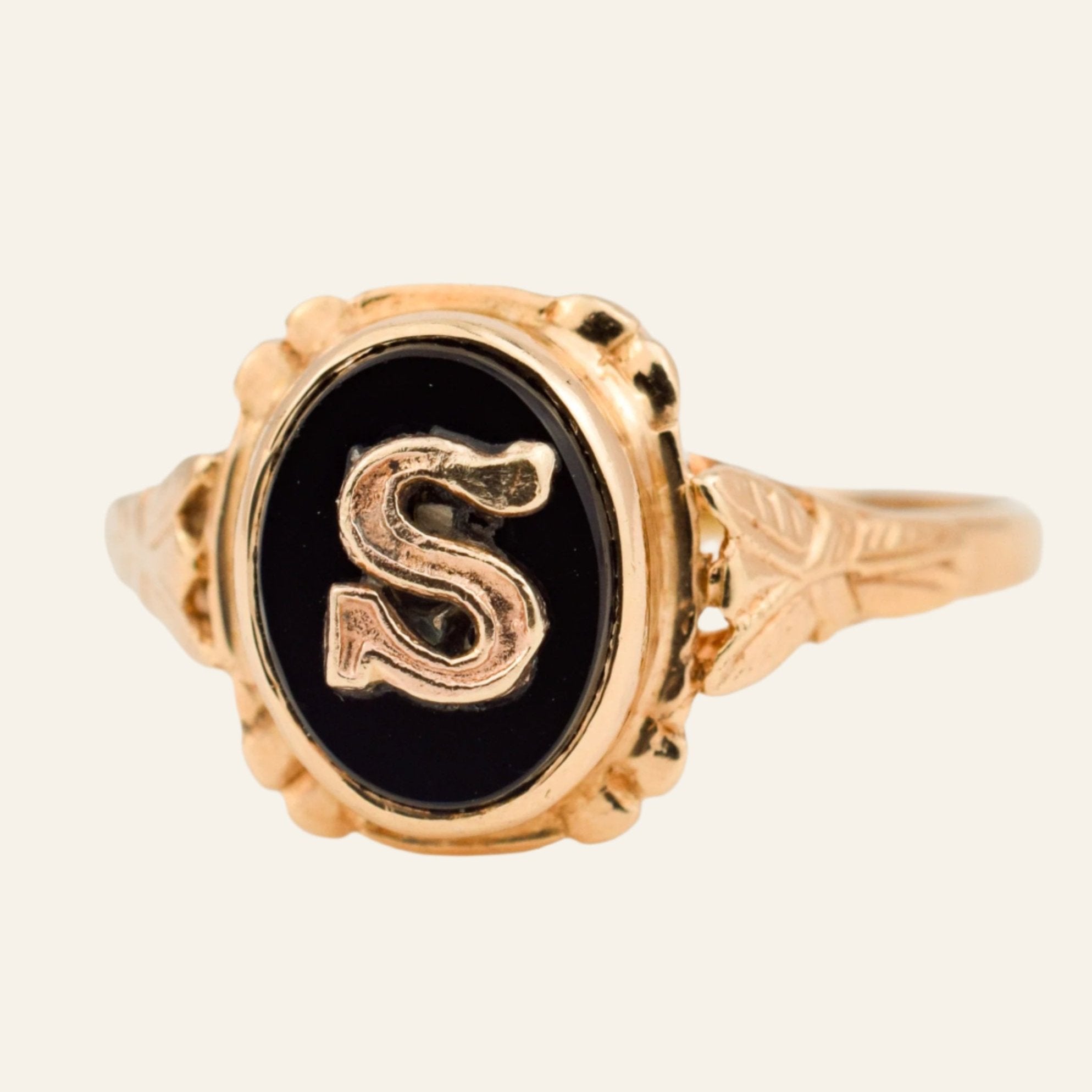 'S' Onyx Signet Ring